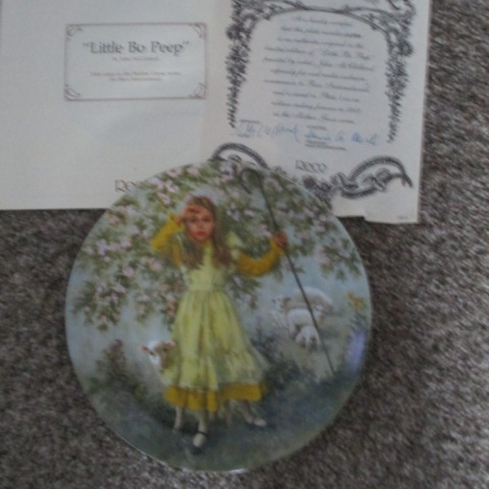 Little Bo Peep Mother Goose 1983 Reco Collectible Plate John McClelland with Box